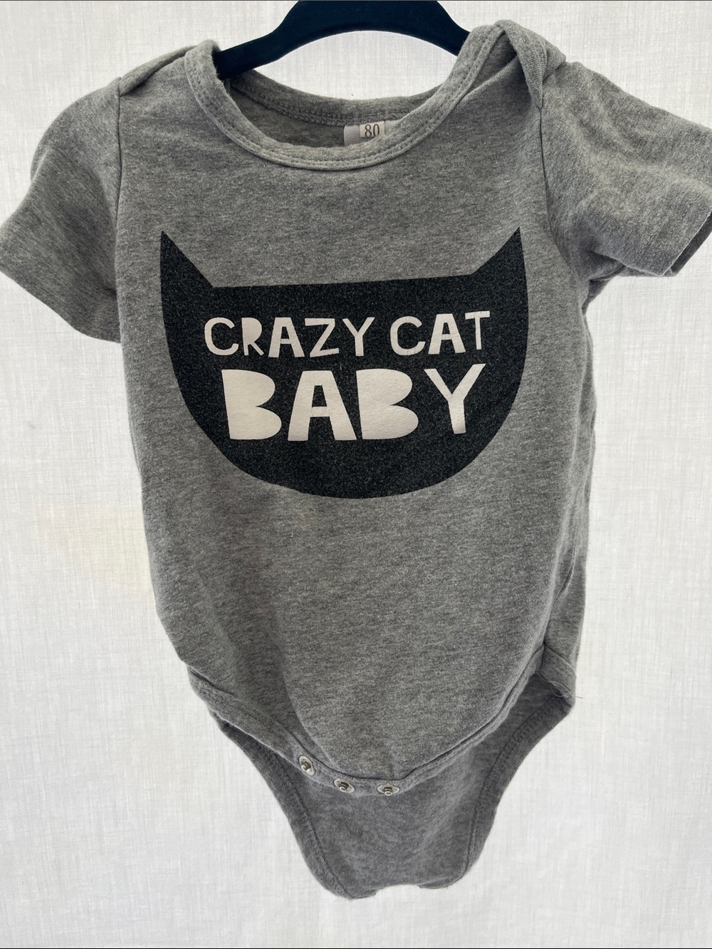 Gray "Crazy Cat Baby" Baby Bodysuit